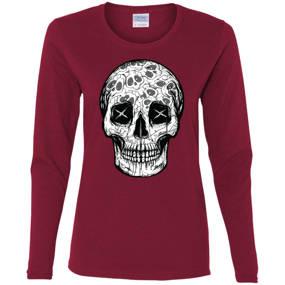 "SKULL HEADS" Ladies' Cotton LS T-Shirt