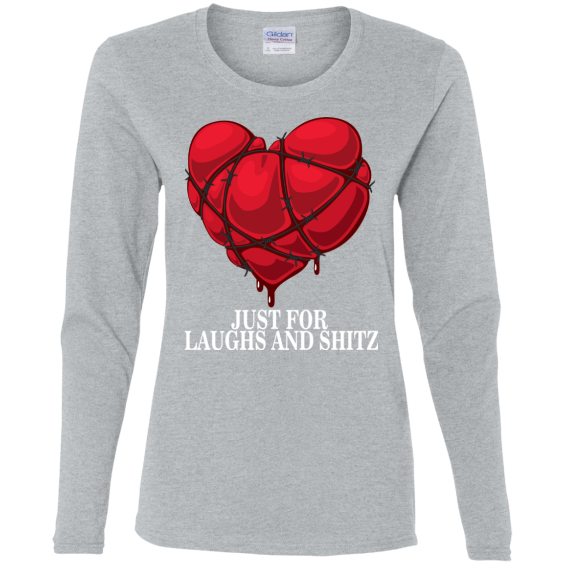 "MY BLOODY HEART" Ladies' Cotton LS T-Shirt in white print