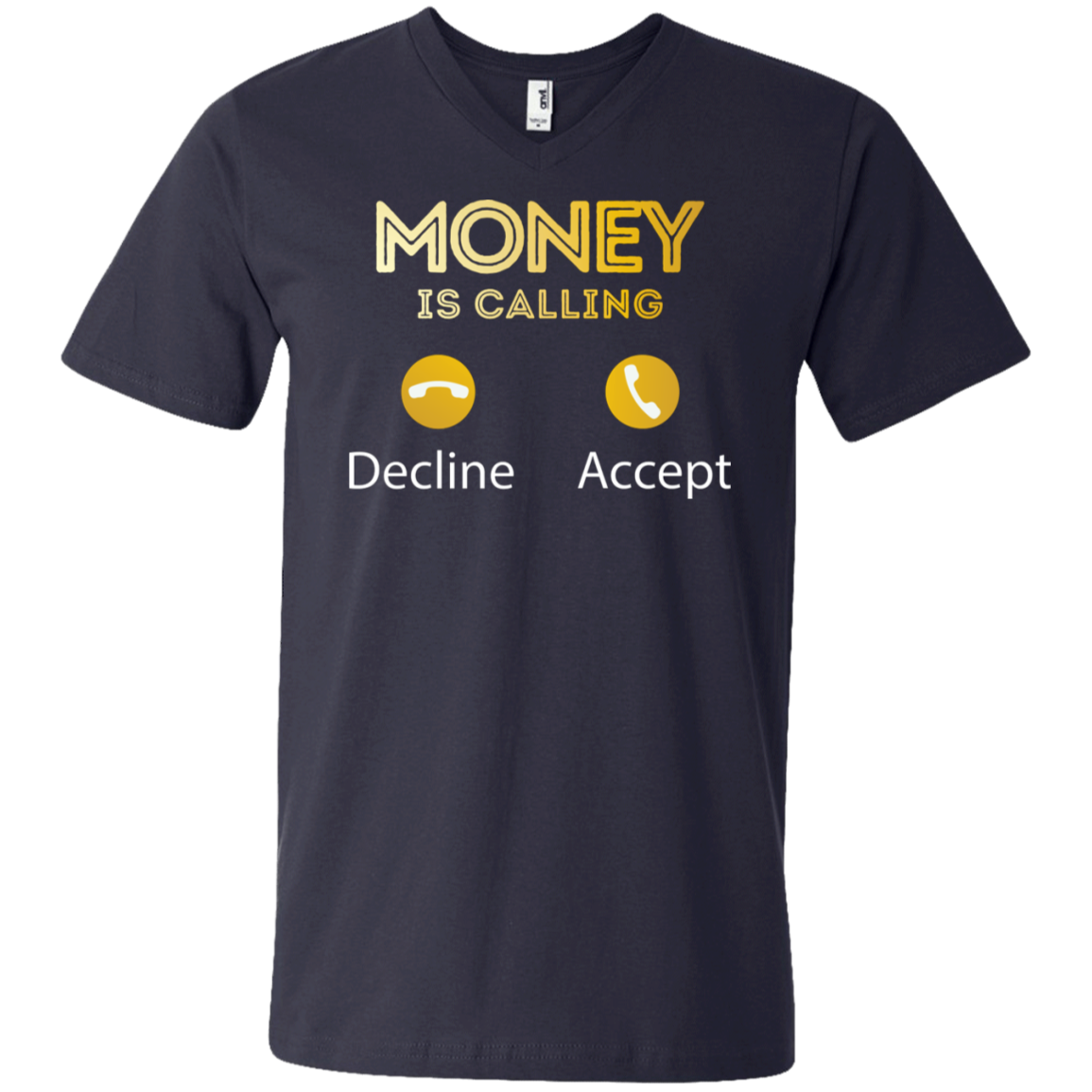 "MONEY IS CALLING" Men's Printed V-Neck T-Shirt