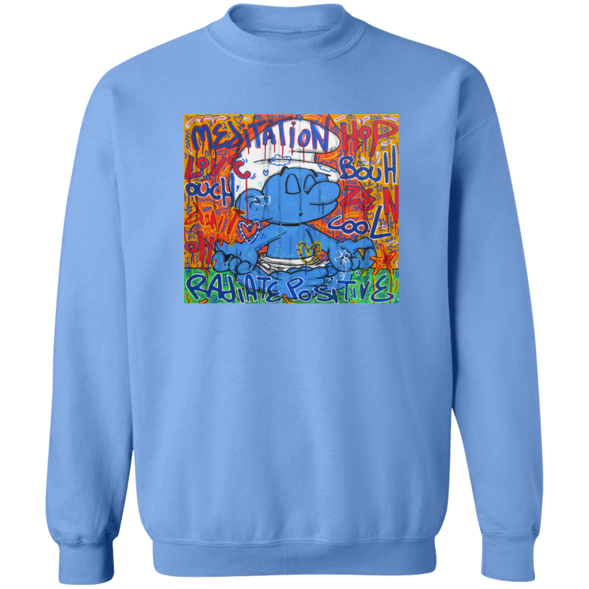 "MEDITATION SMURF" Crewneck Pullover Sweatshirt