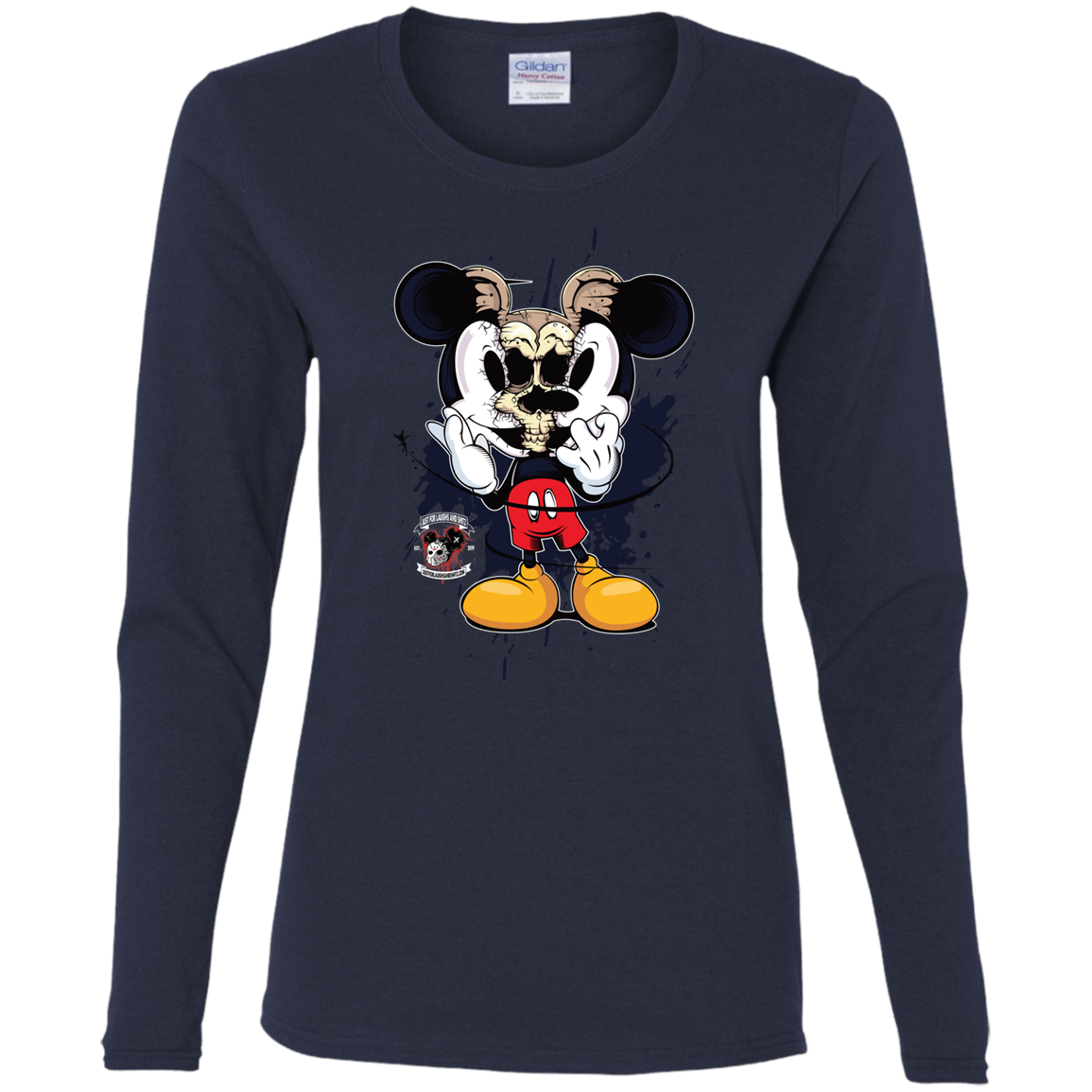 "SKULL MICKEY" Ladies' Cotton LS T-Shirt