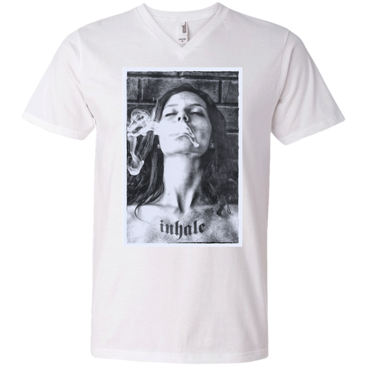 "INHALE" Men's Printed V-Neck T-Shirt