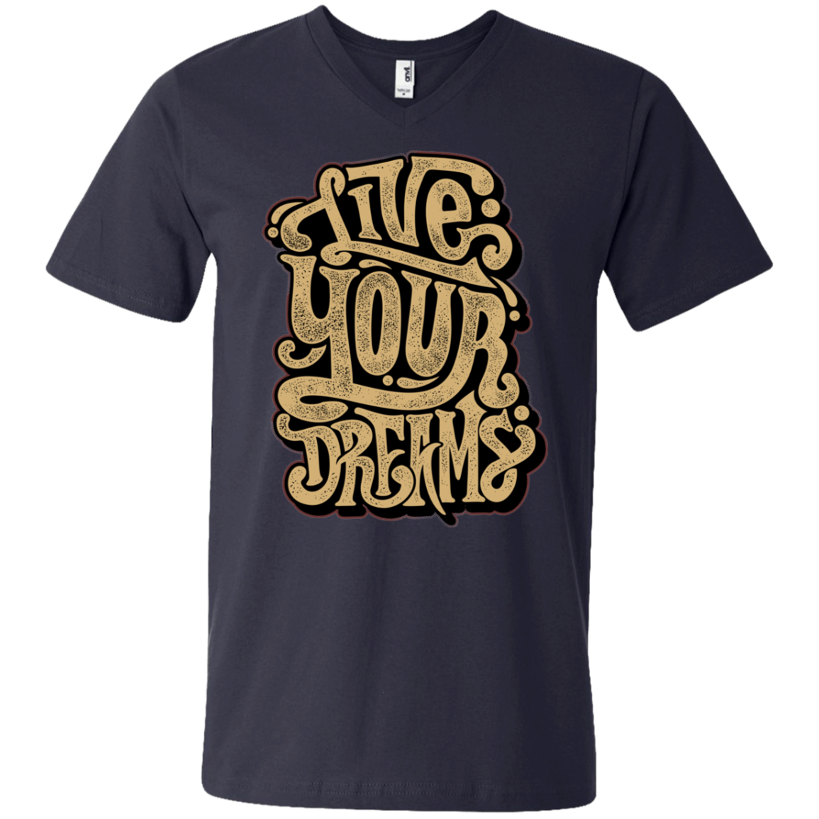 "LIVE YOUR DREAMS" Men's Printed V-Neck T-Shirt