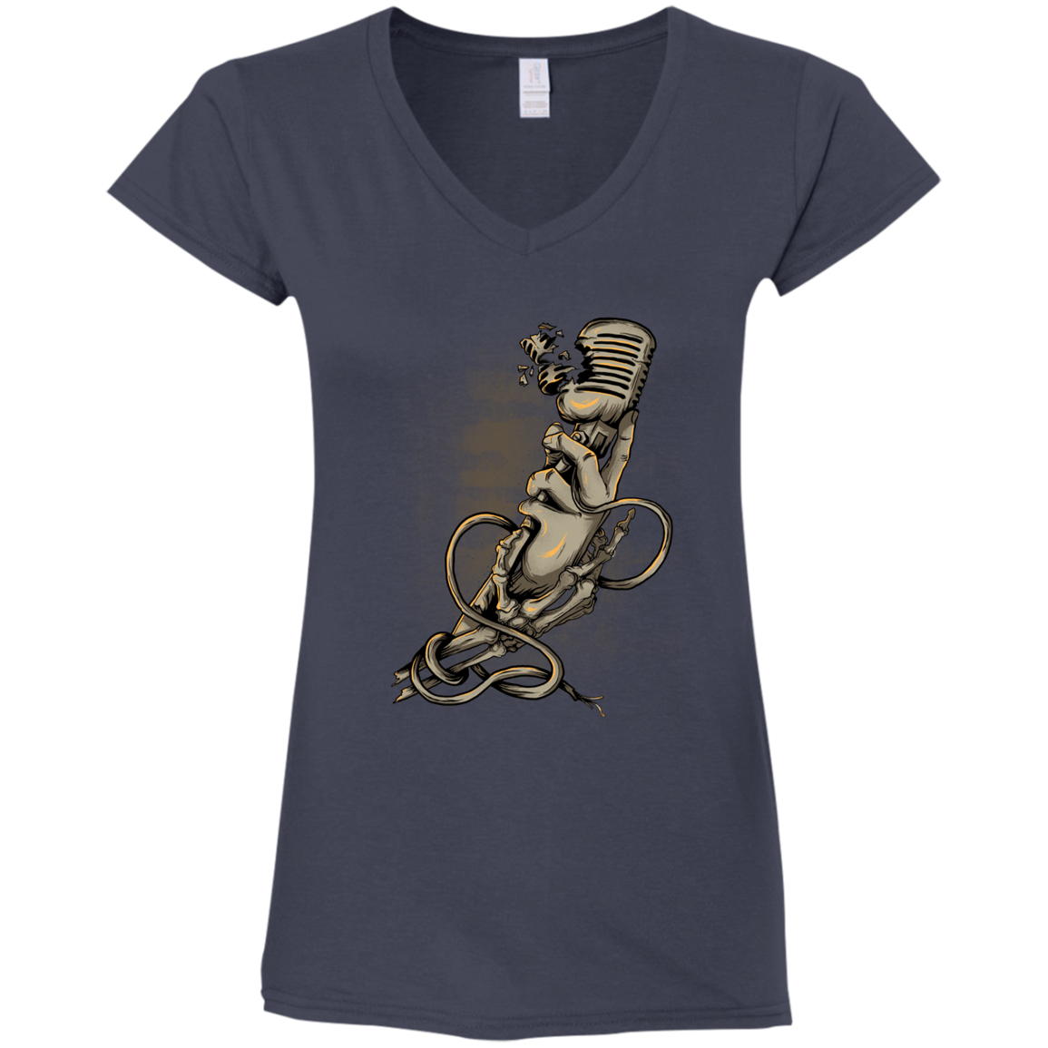 "MICROPHONE FIEND" Ladies' Fitted Softstyle 4.5 oz V-Neck T-Shirt