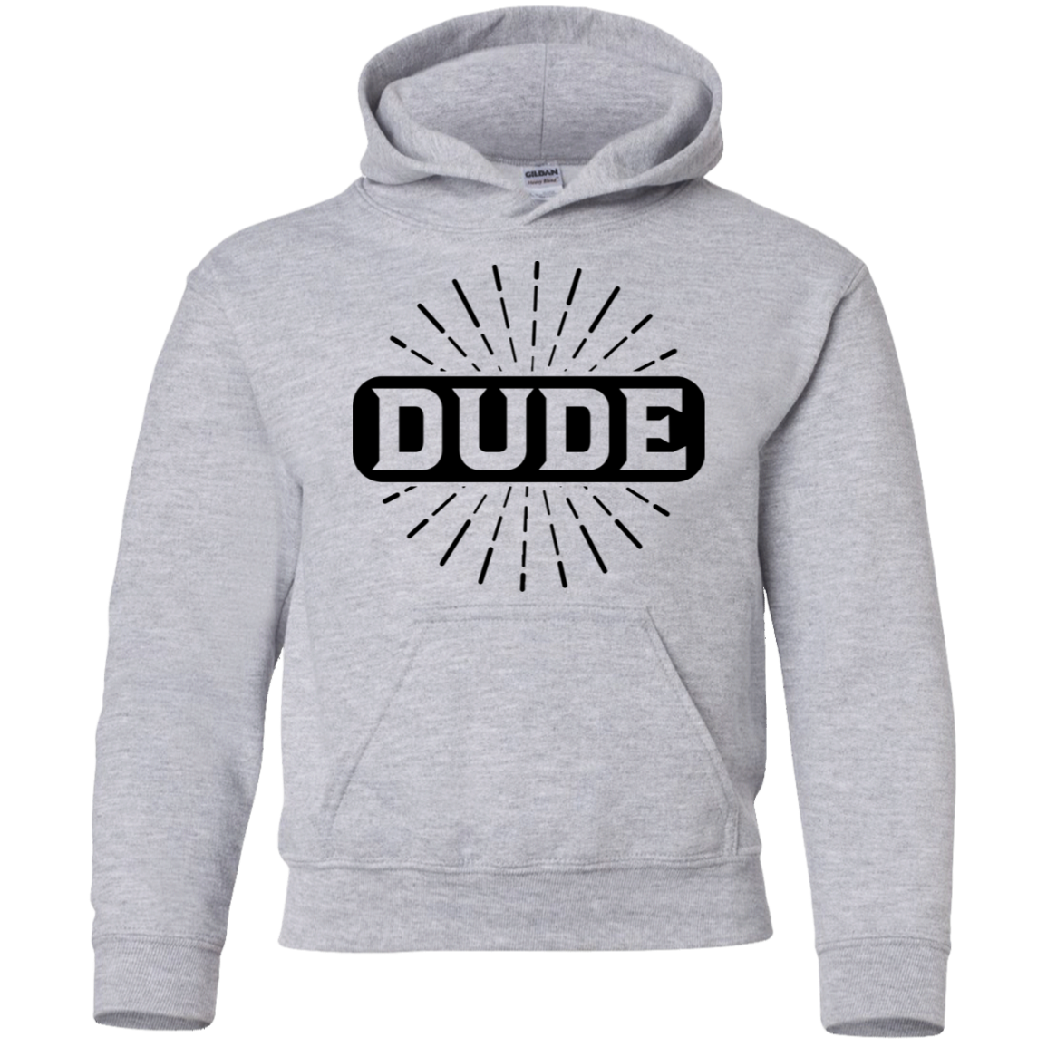 "DUDE" Youth Pullover Hoodie in black print