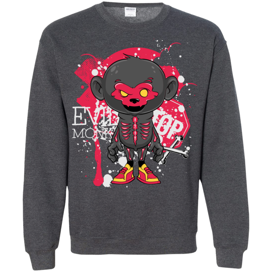 "EVIL MONKEY" Crewneck Pullover Sweatshirt  8 oz.