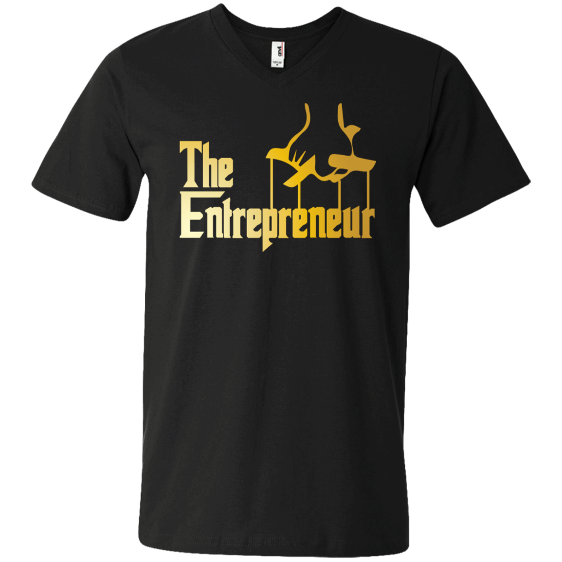 "HANDS OF AN ENTREPRENEUR" Printed V-Neck T-Shirt