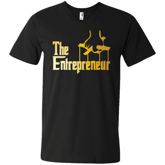 "HANDS OF AN ENTREPRENEUR" Printed V-Neck T-Shirt