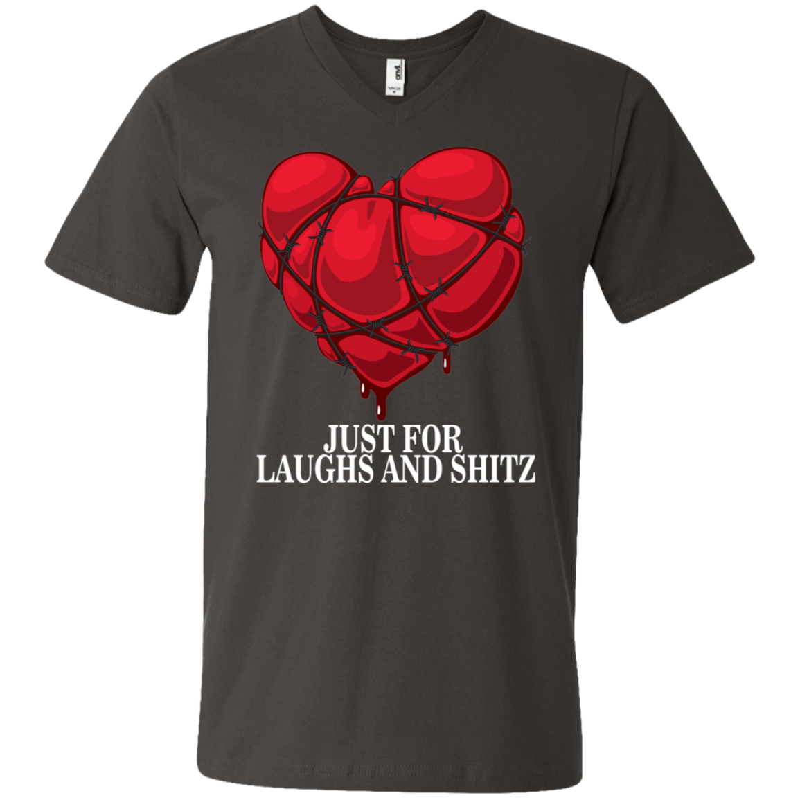 "MY BLOODY HEART" In White Print Men's Printed V-Neck T-Shirt