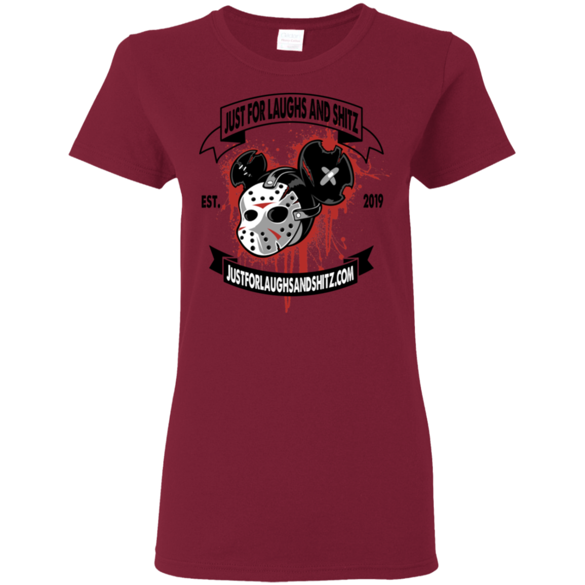 "MICKEY MASK" with black banner Ladies' 5.3 oz. T-Shirt