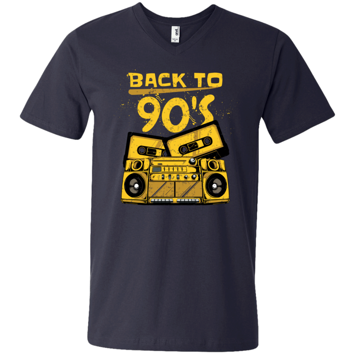 "BACK TO 90'S" Men's Printed V-Neck T-Shirt