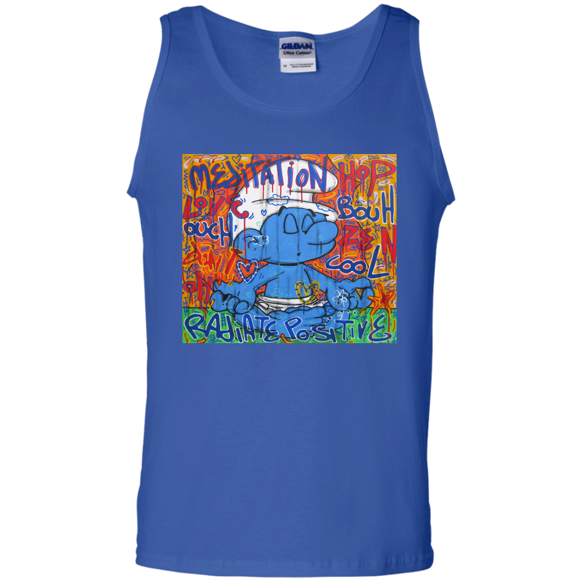 "MEDITATION SMURF" 100% Cotton Tank Top