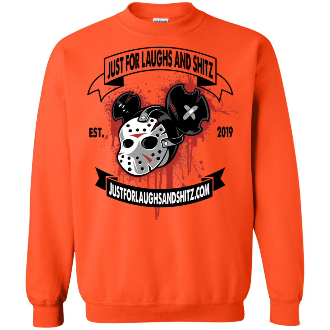 "MICKY MASK" with black banner Crewneck Pullover Sweatshirt  8 oz.