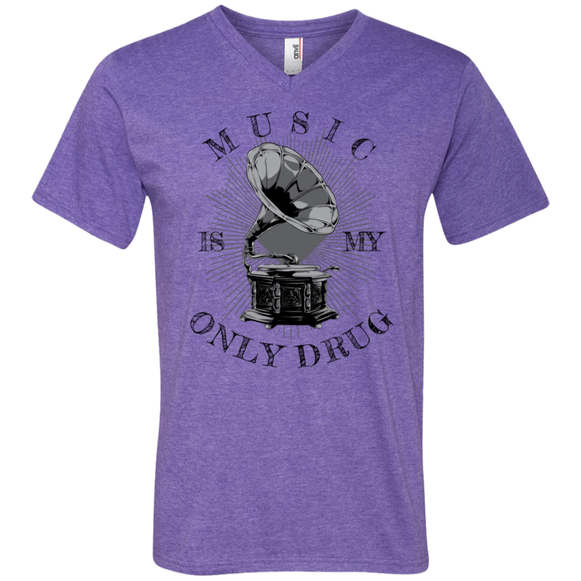 "MUSIC" Men's Printed V-Neck T-Shirt