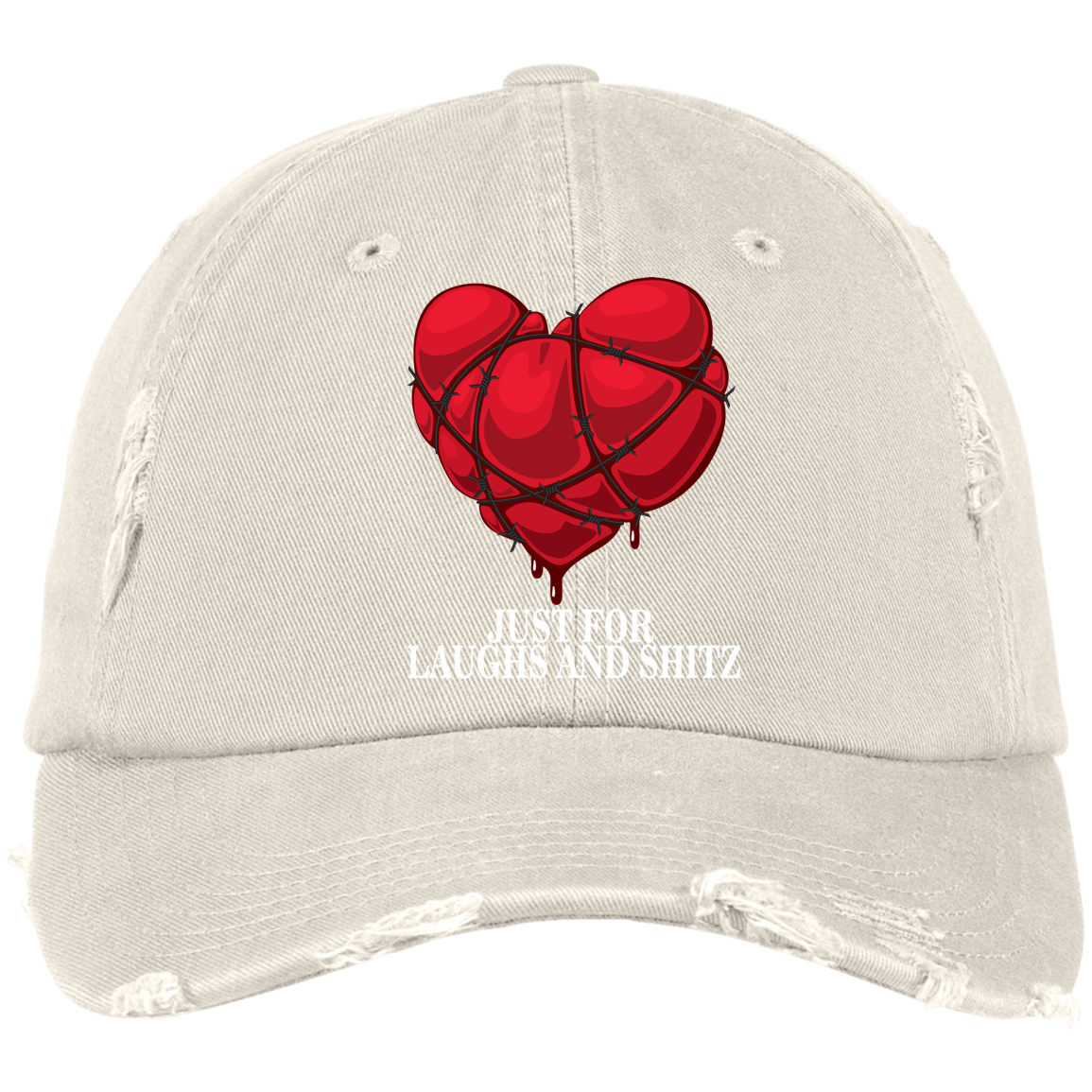 "MY BLOODY HEART" in white print Distressed Dad Cap