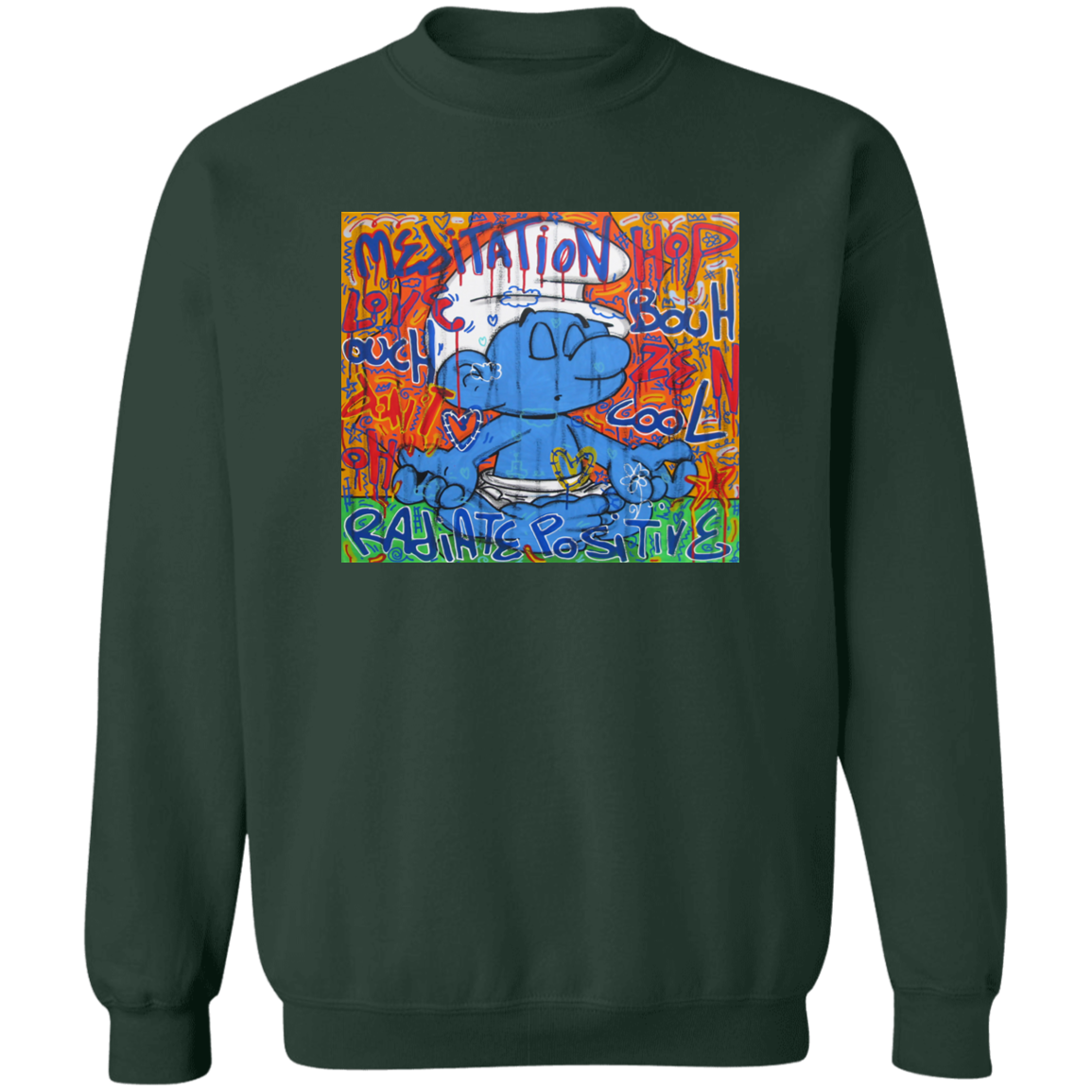 "MEDITATION SMURF" Crewneck Pullover Sweatshirt