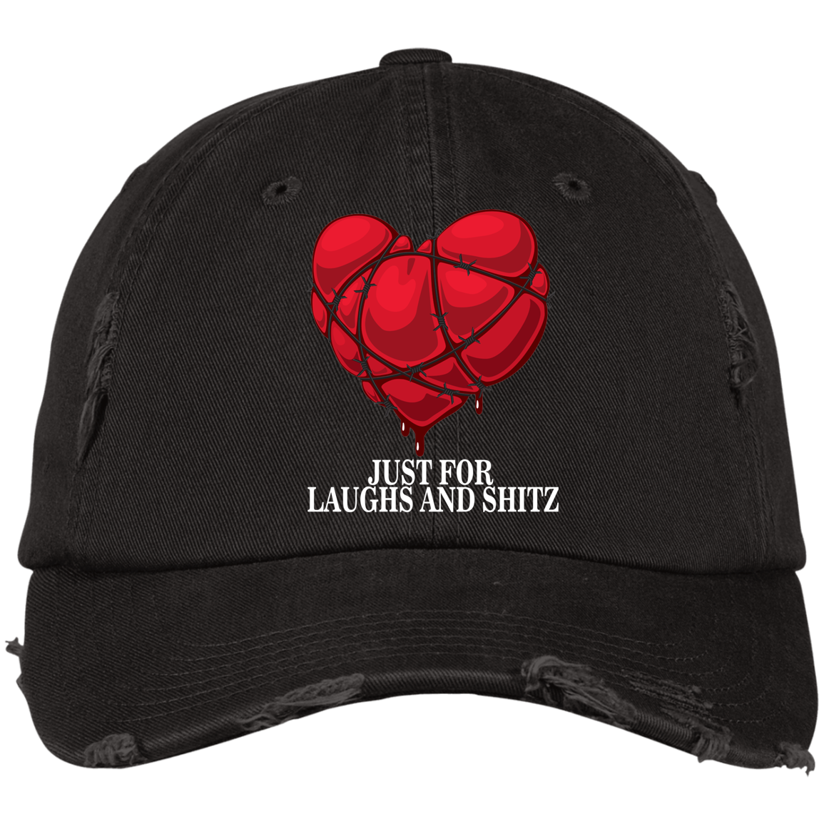 "MY BLOODY HEART" in white print Distressed Dad Cap