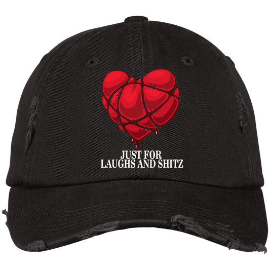 "MY BLOODY HEART" in white print Distressed Dad Cap