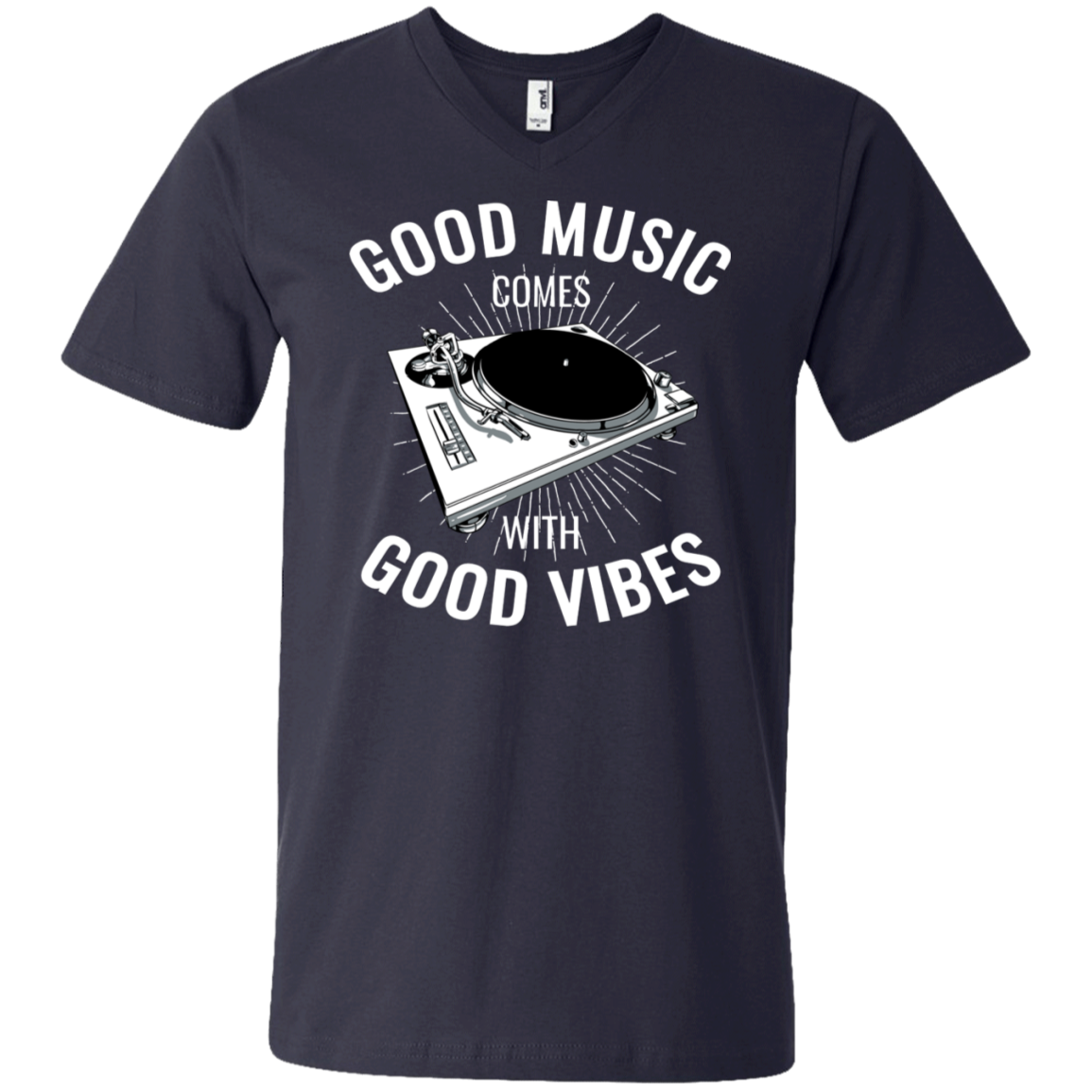 "GOOD VIBES" Men's Printed V-Neck T-Shirt