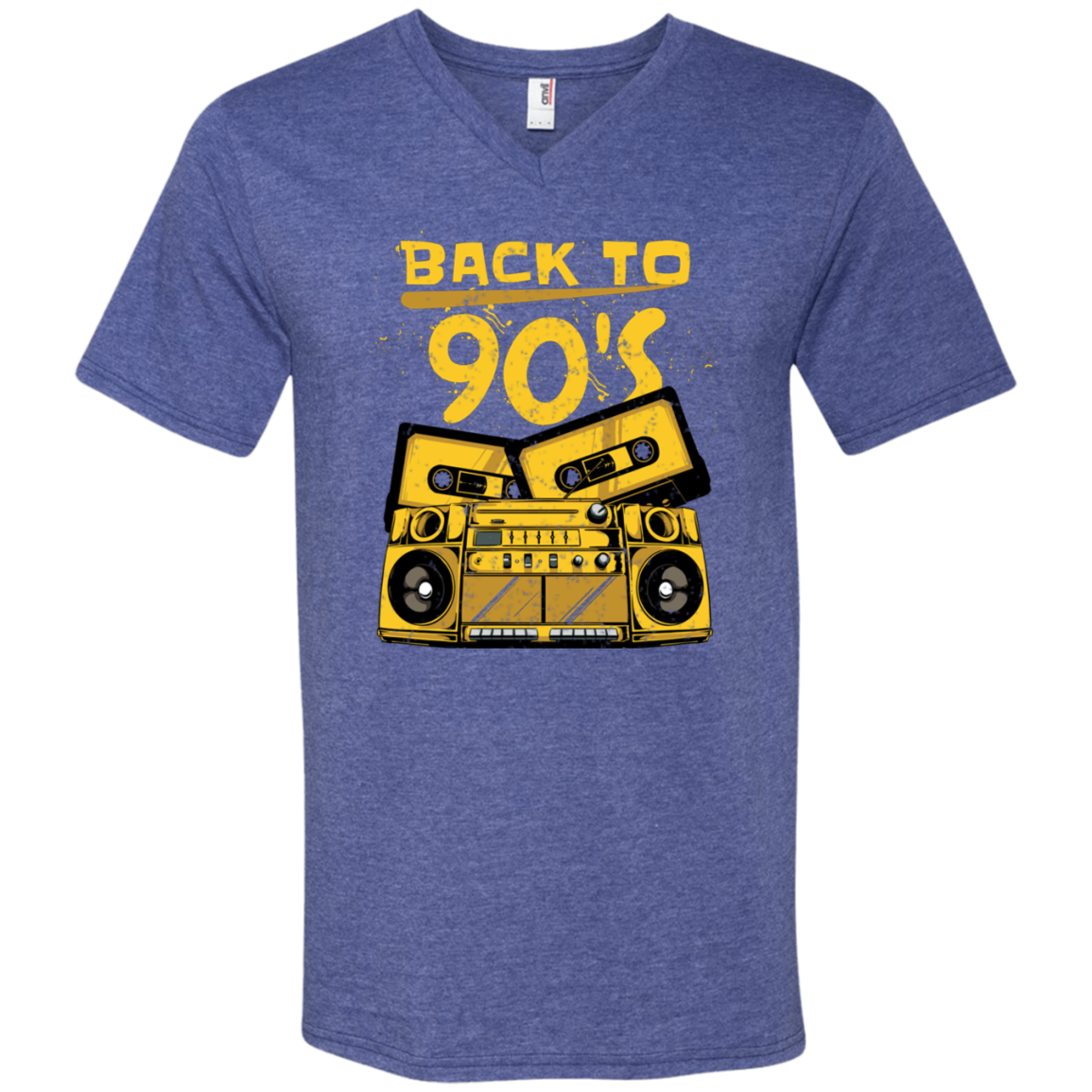 "BACK TO 90'S" Men's Printed V-Neck T-Shirt