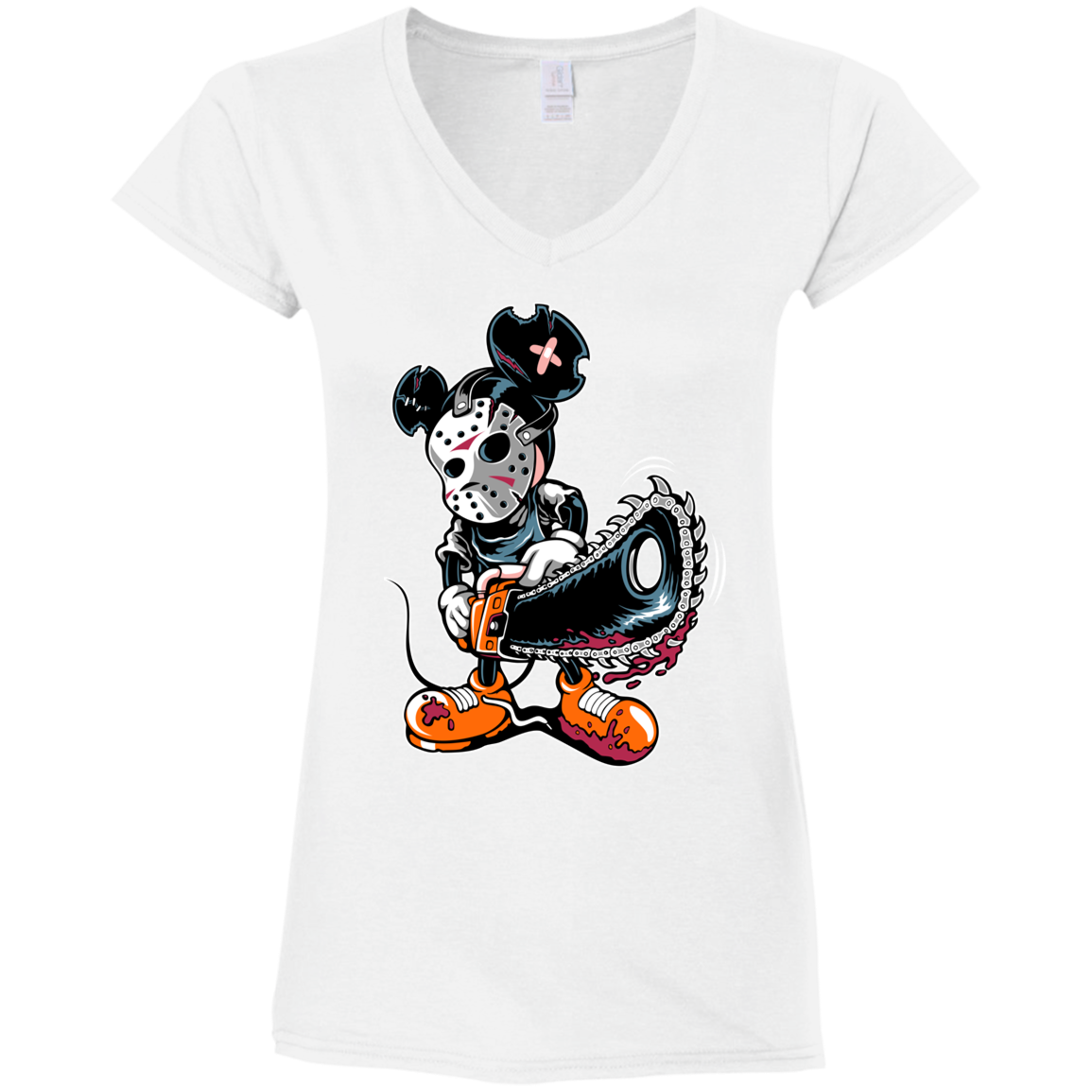 "MICKY PSYCHO" Ladies' Fitted Softstyle 4.5 oz V-Neck T-Shirt