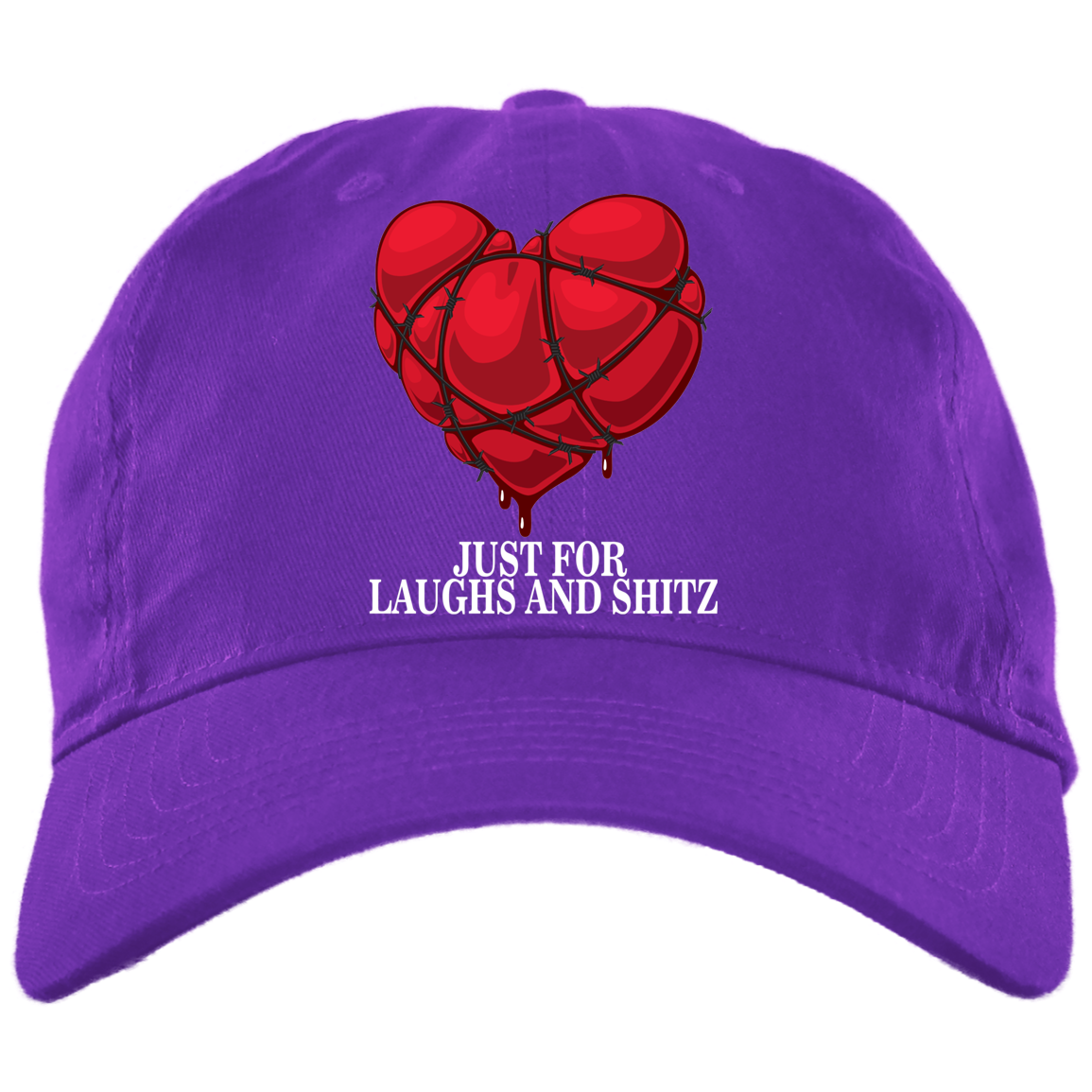 "MY BLOODY HEART" in white print Brushed Twill Unstructured Dad Cap