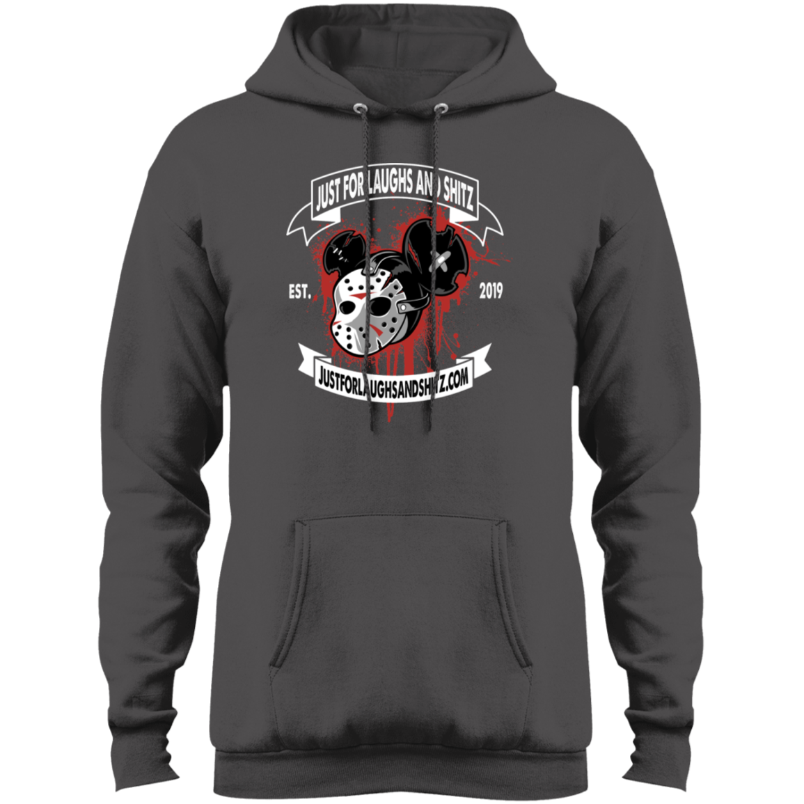 "MICKEY MASK" Mens Core Fleece Pullover Hoodie in black print