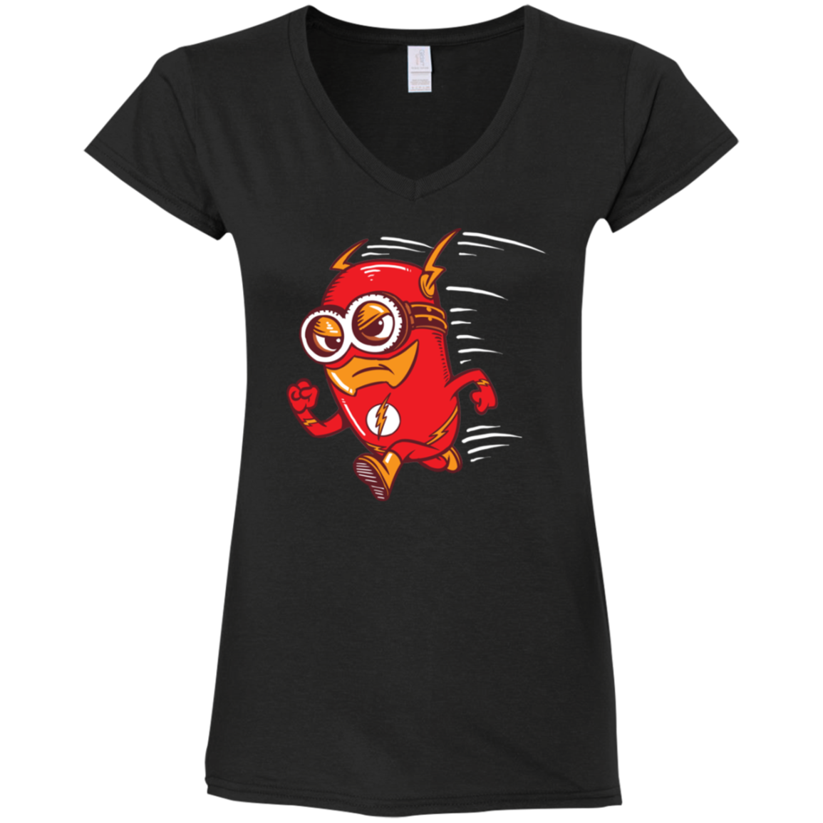 "FLASH MINION" Ladies' Fitted Softstyle 4.5 oz V-Neck T-Shirt