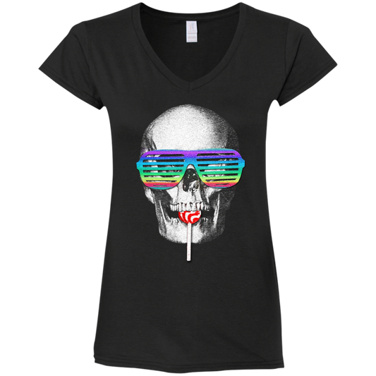 "SKITTLE POPS" Ladies' Fitted Softstyle 4.5 oz V-Neck T-Shirt