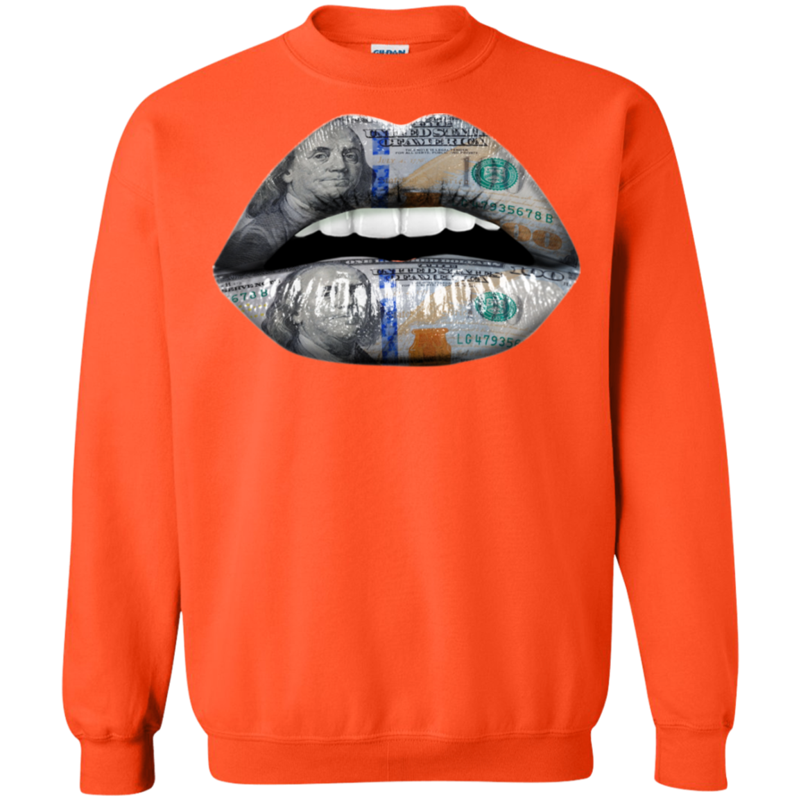 "$100 DOLLAR LIPS" Crewneck Pullover Sweatshirt  8 oz.