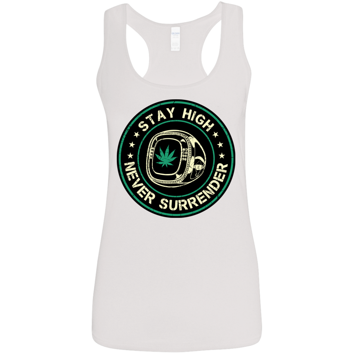 "NEVER SURRENDER" Ladies' Softstyle Racerback Tank