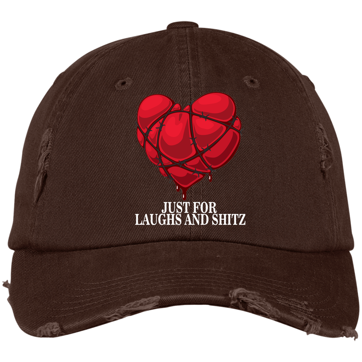 "MY BLOODY HEART" in white print Distressed Dad Cap