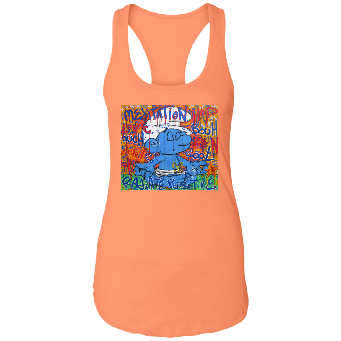 "MEDITATION SMURF" Ladies Ideal Racerback Tank