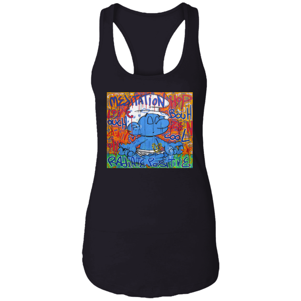 "MEDITATION SMURF" Ladies Ideal Racerback Tank