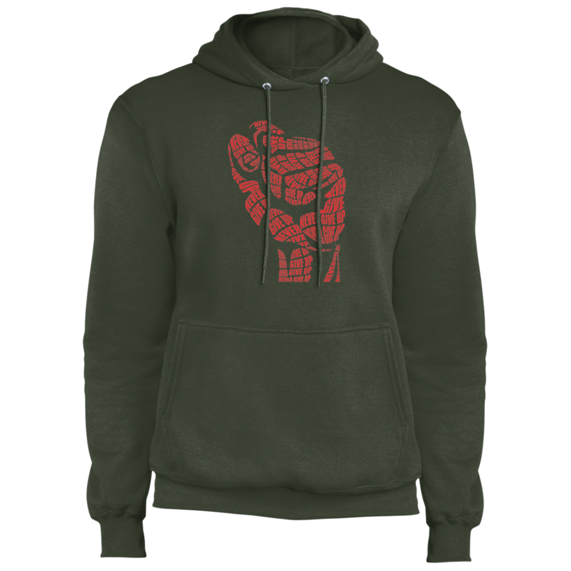 "NEVER GIVE UP" Core Fleece Pullover Hoodie