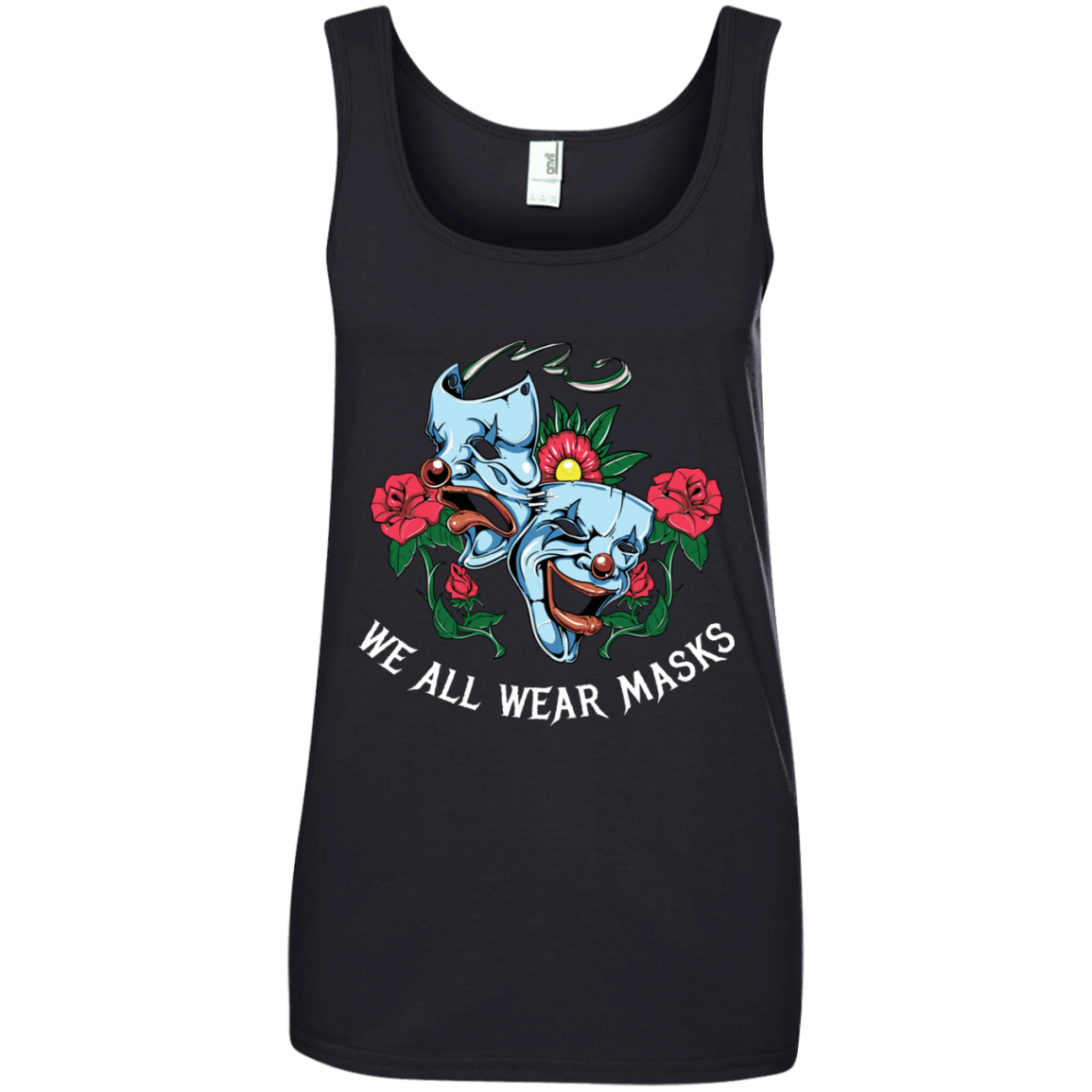 "WE ALL WEAR MASKS" Ladies' 100% Ringspun Cotton Tank Top