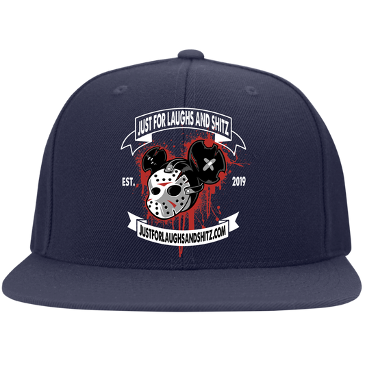 "MICKY MASK" with white banner Flat Bill Twill Flexfit Cap