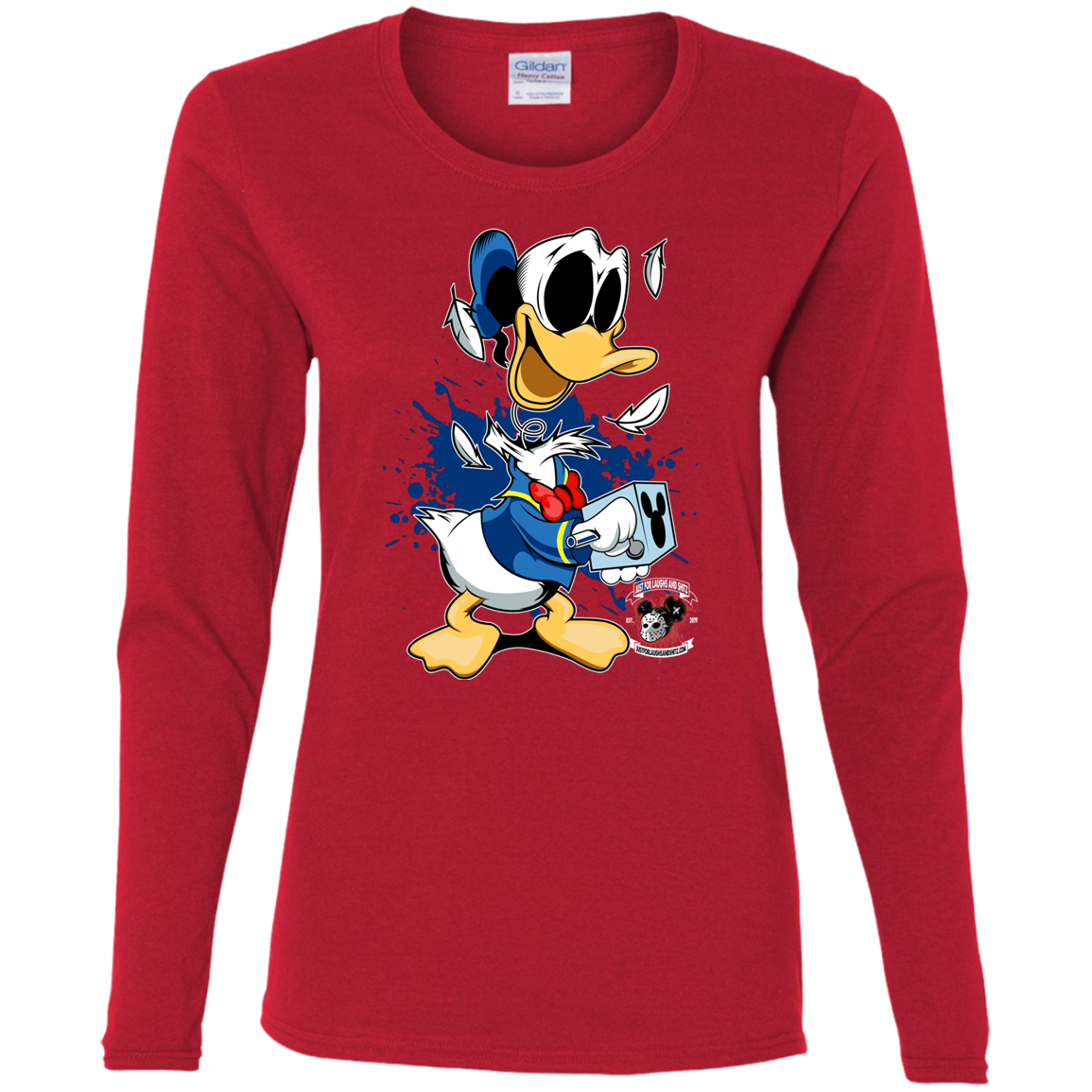 "DONALD IN A BOX" Ladies' Cotton LS T-Shirt