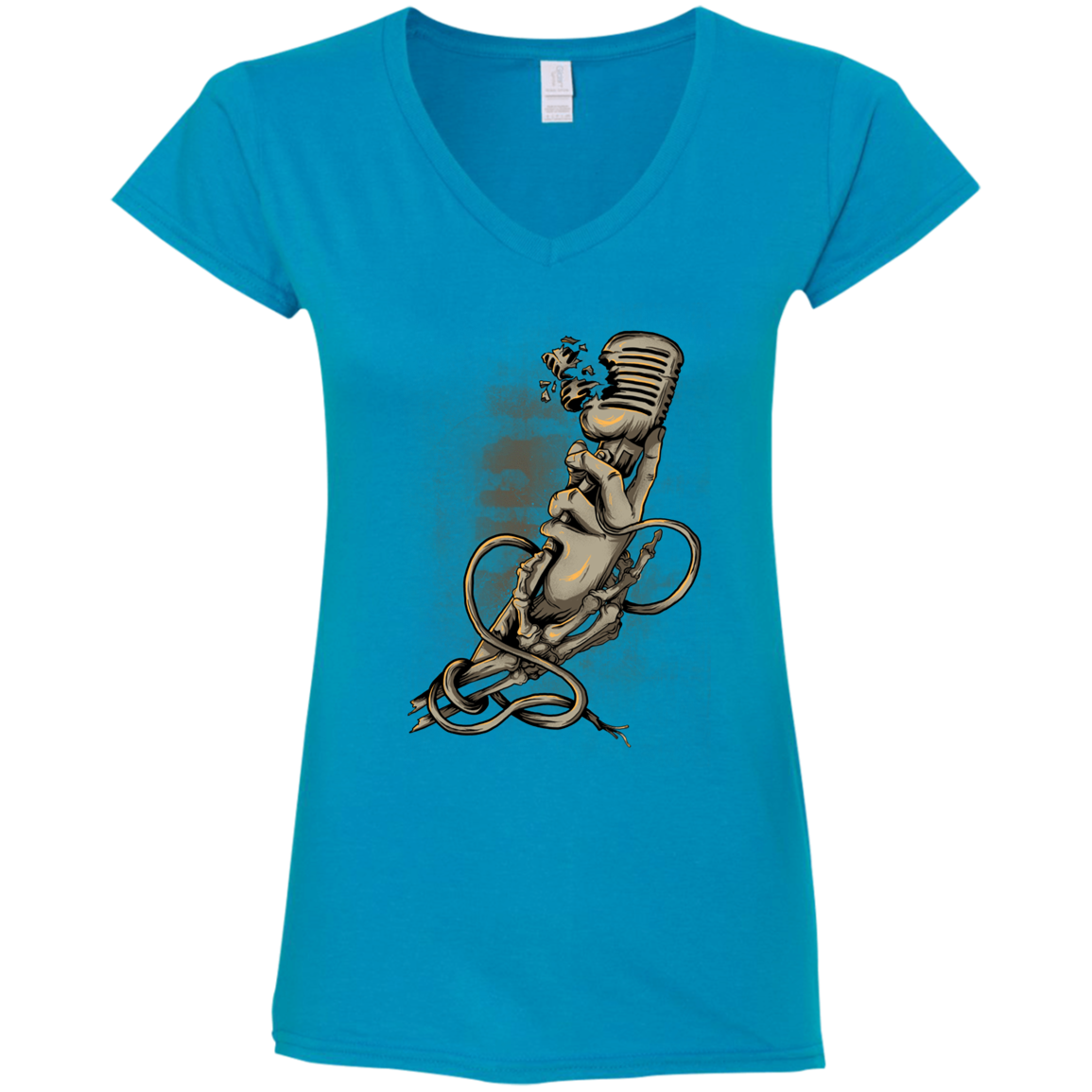 "MICROPHONE FIEND" Ladies' Fitted Softstyle 4.5 oz V-Neck T-Shirt