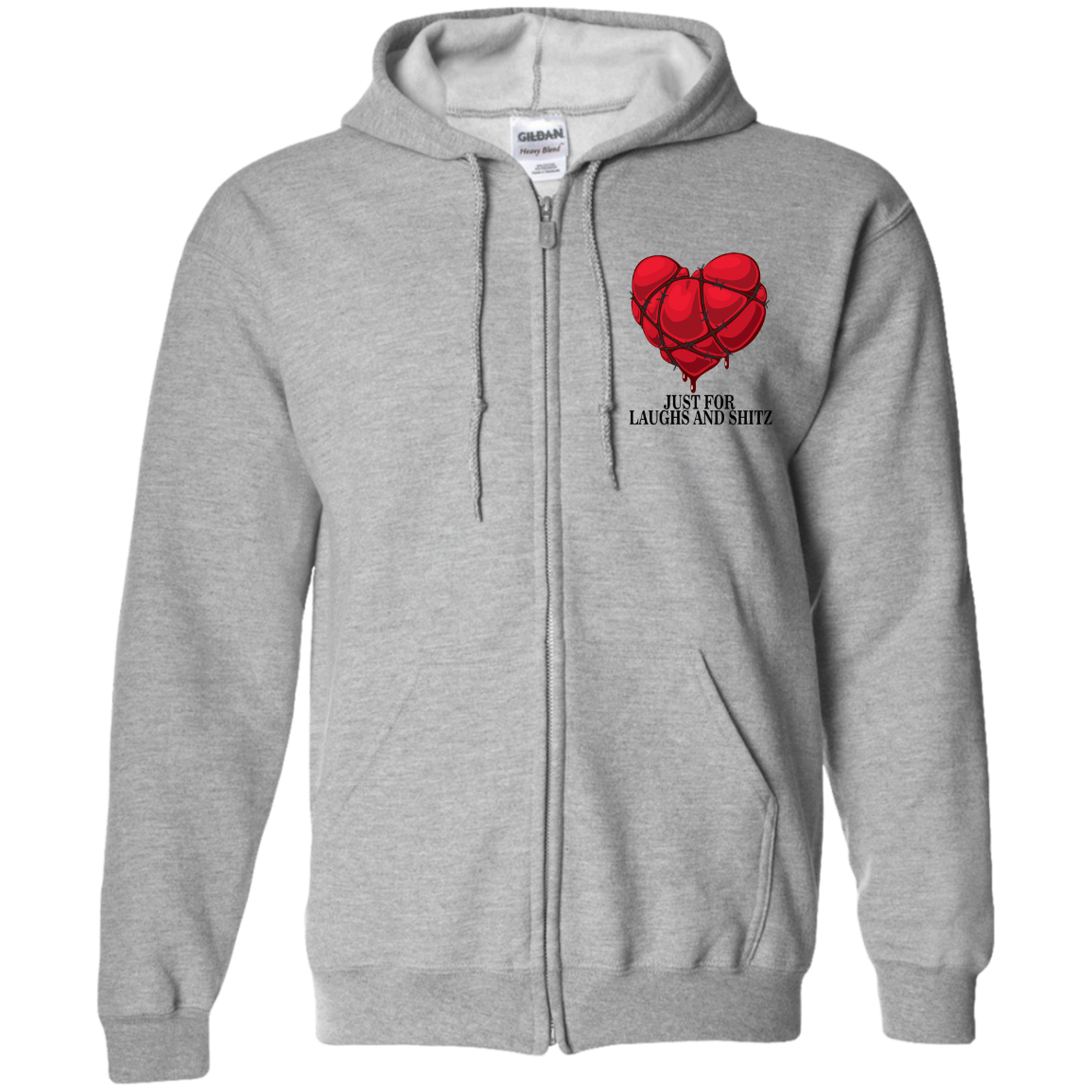 "MY BLOODY HEART" in black print Zip Up Hooded Sweatshirt