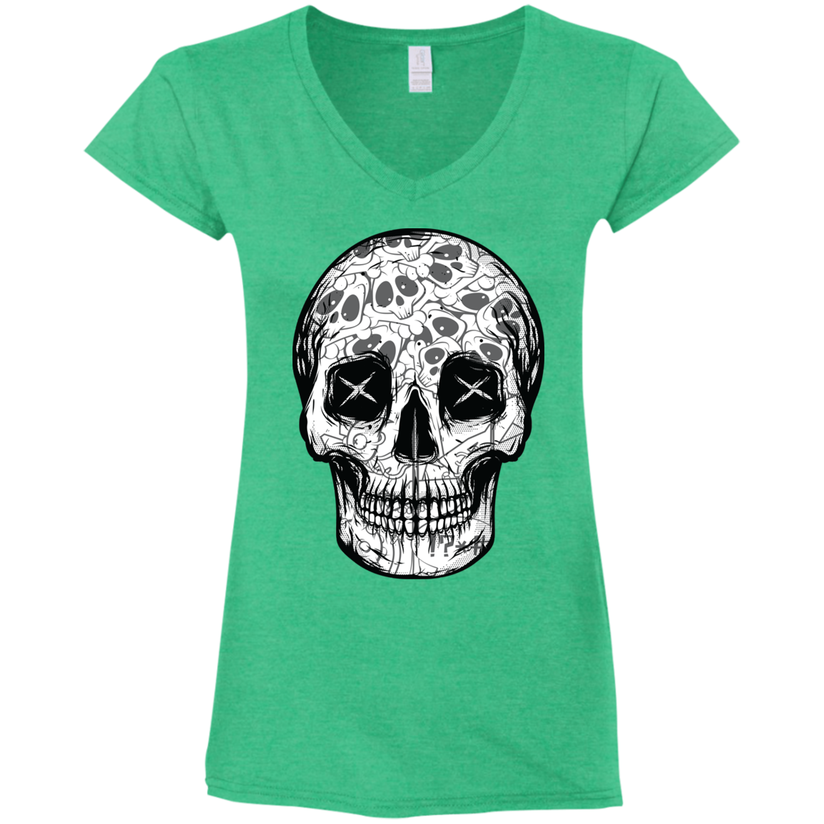 "SKULL HEADS" Ladies' Fitted Softstyle 4.5 oz V-Neck T-Shirt