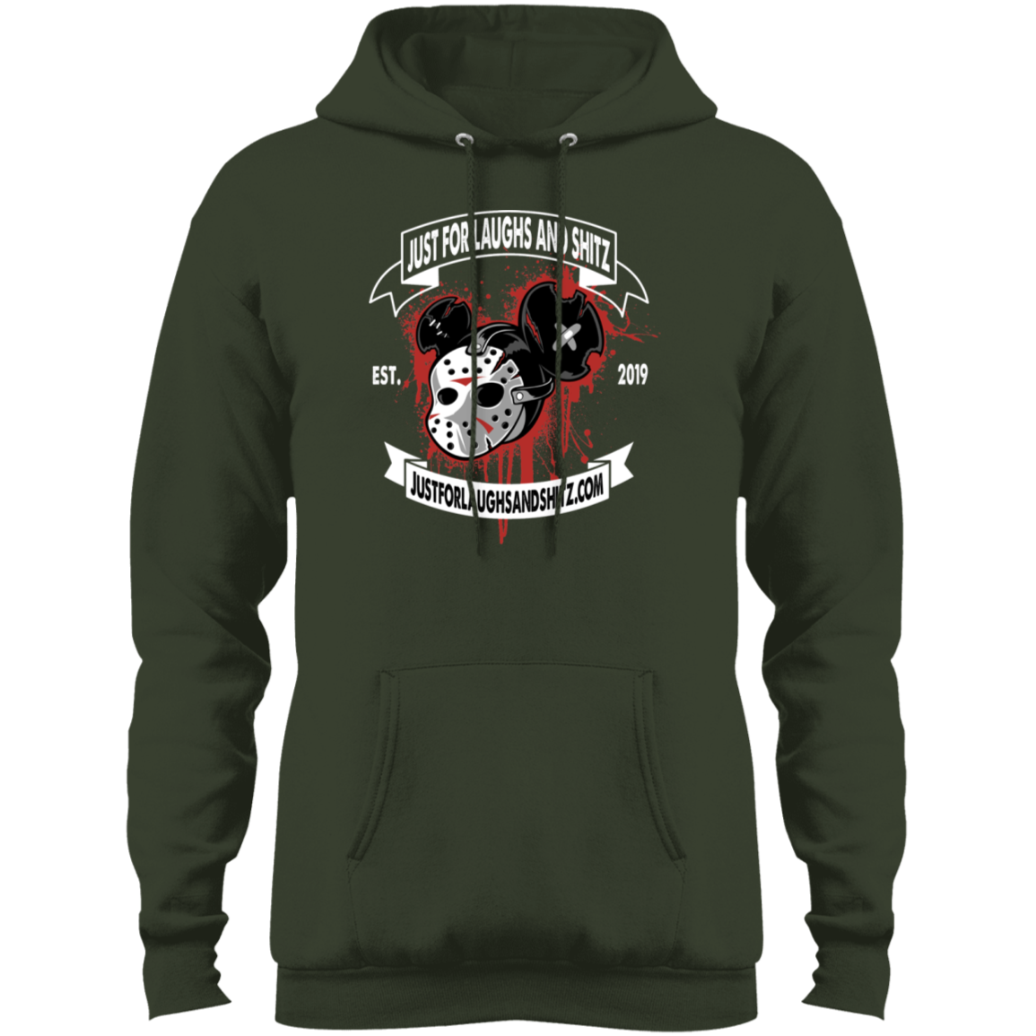 "MICKEY MASK" Mens Core Fleece Pullover Hoodie in black print