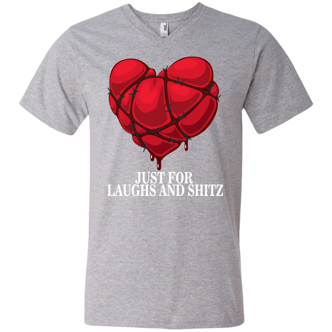 "MY BLOODY HEART" In White Print Men's Printed V-Neck T-Shirt