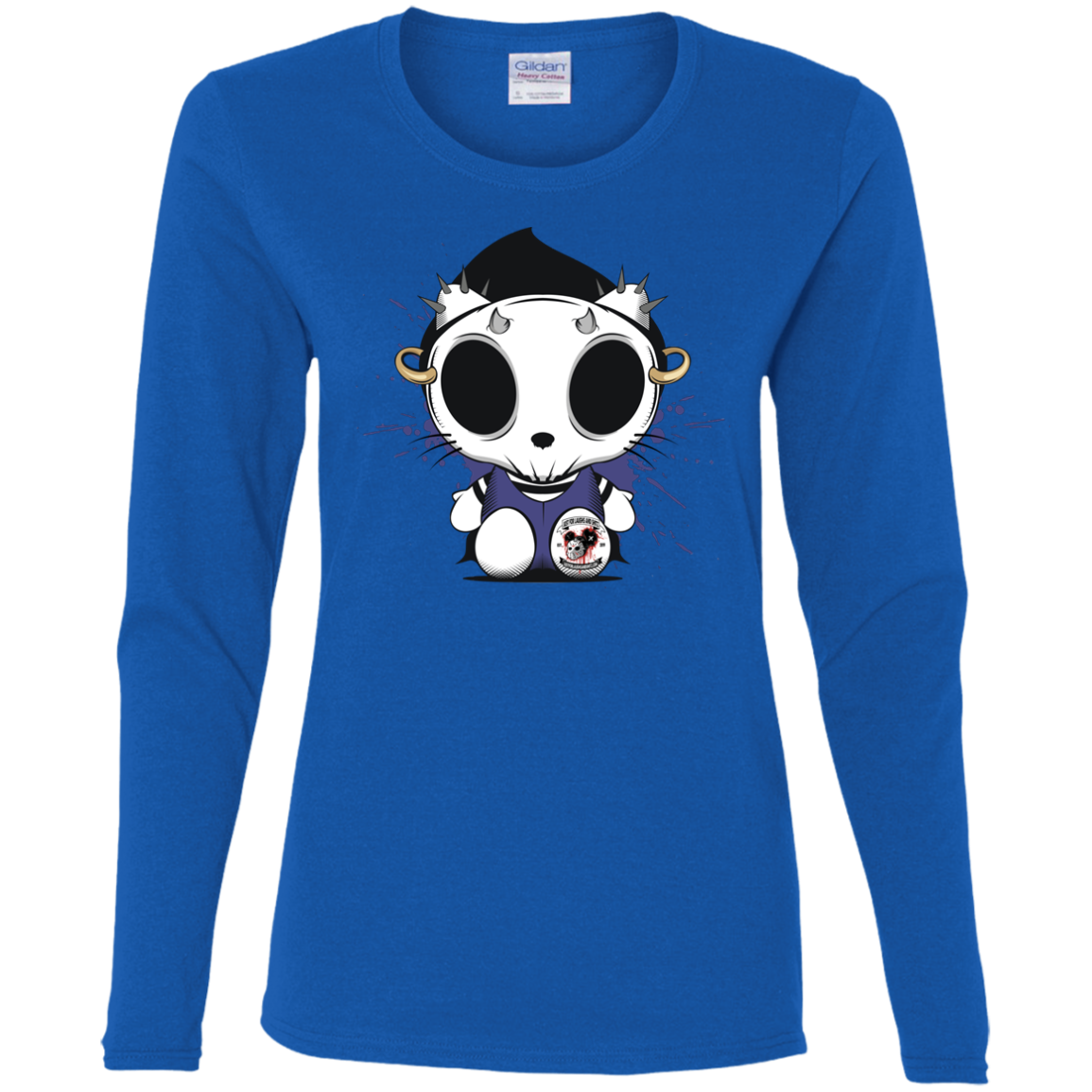 "KITTY SKULL" Ladies' Cotton LS T-Shirt