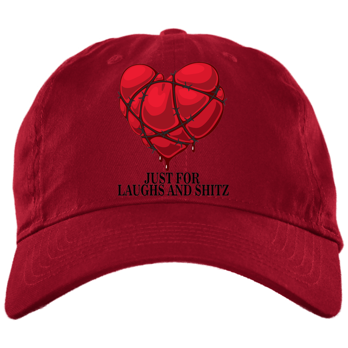 "MY BLOODY HEART" with black print Brushed Twill Unstructured Dad Cap