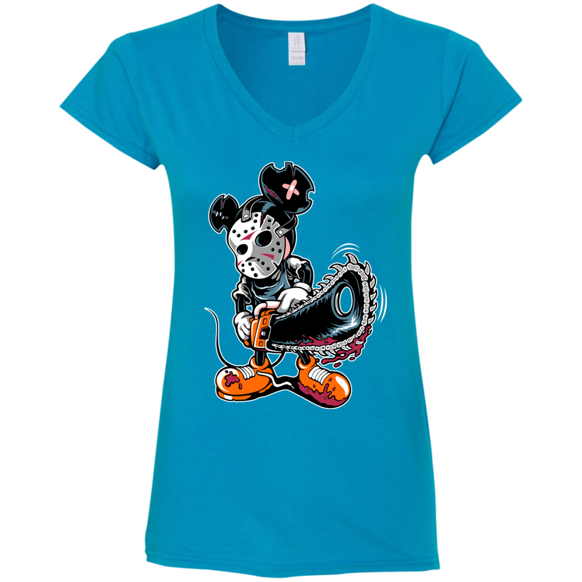 "MICKY PSYCHO" Ladies' Fitted Softstyle 4.5 oz V-Neck T-Shirt