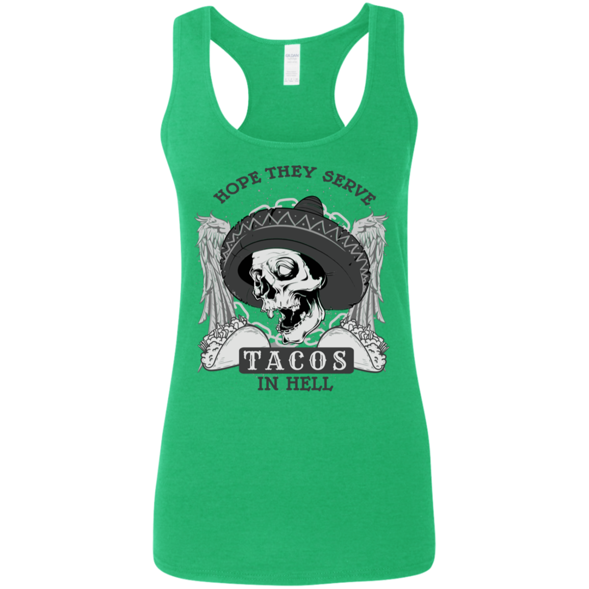 "TACOS IN HELL" Ladies' Softstyle Racerback Tank