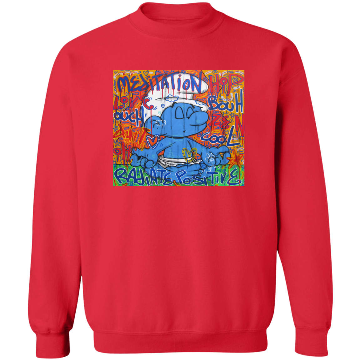 "MEDITATION SMURF" Crewneck Pullover Sweatshirt