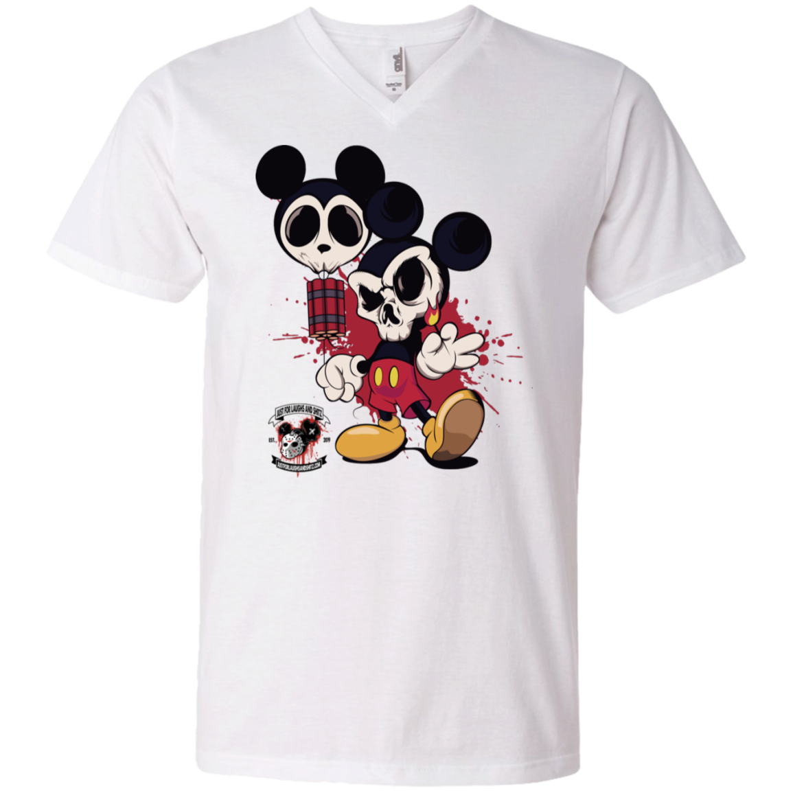 "MICKEY GO BOOM" Men's Printed V-Neck T-Shirt