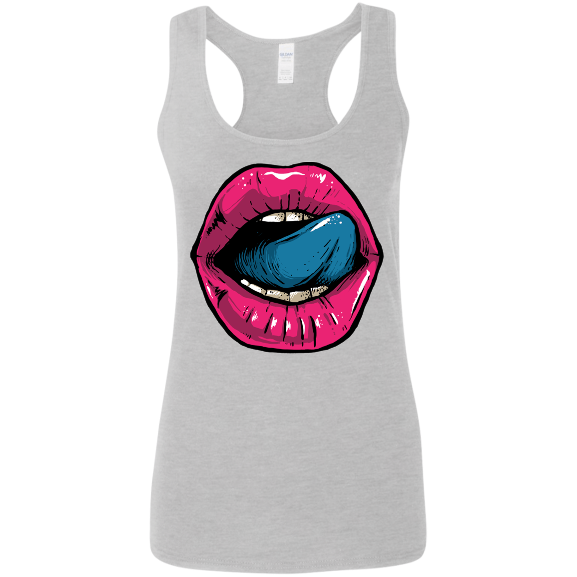 "HELLO LIPS" Ladies' Softstyle Racerback Tank